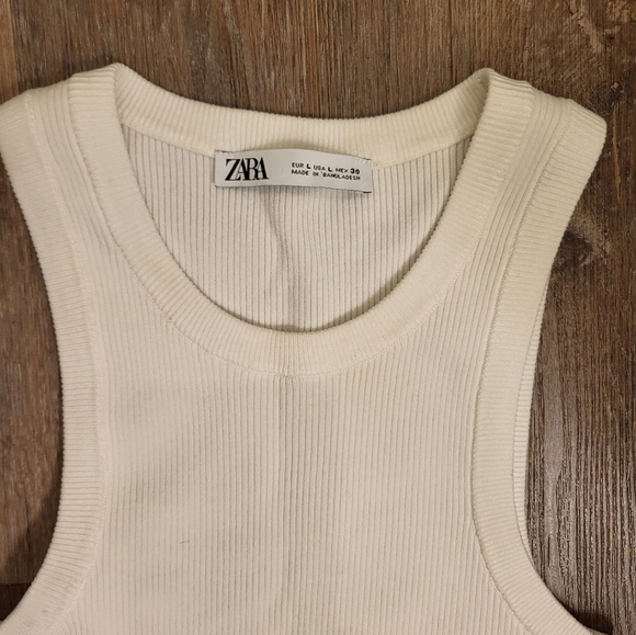 NWOT Zara Striped Knit Sleeveless Top Size Large White & Dark Blue - Picture 4 of 9